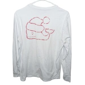 Vineyard Vines Vintage Christmas Red Whale Long-Sleeve Pocket Tee Sz XL